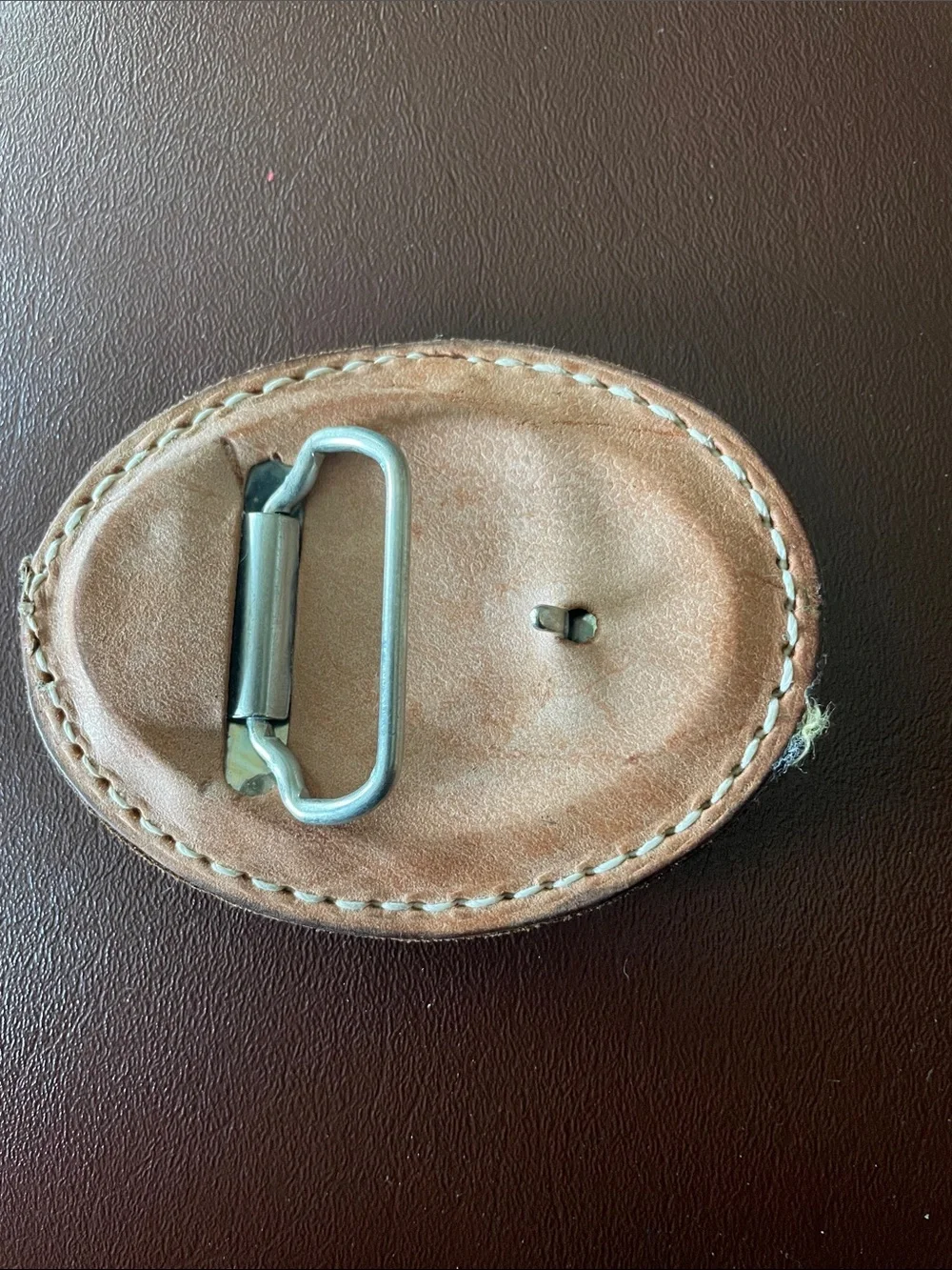 VTG Western Cowboy Leather Embroidered Desert Rose Belt Buckle
